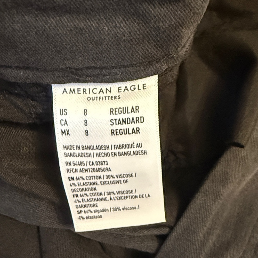 American Eagle Women’s Black Dark Gray Wide Leg High Waist Chinos Slacks Size 8 - Picture 11 of 11